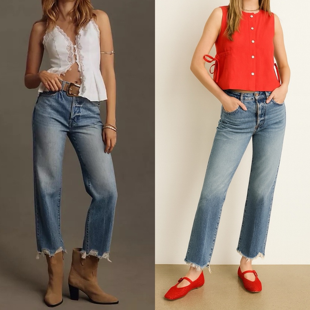 Anthropologie Pistola Cassie Chewed Raw Crop Straight High Jeans
